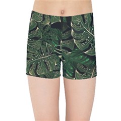 Monstera Plant Tropical Jungle Leaves Pattern Kids  Sports Shorts by Ravend