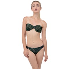 Monstera Plant Tropical Jungle Leaves Pattern Classic Bandeau Bikini Set