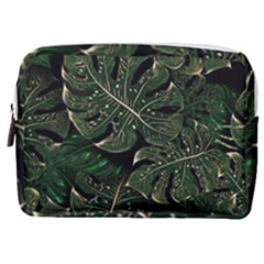 Monstera Plant Tropical Jungle Leaves Pattern Make Up Pouch (medium) by Ravend