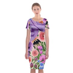 Brittle And Broken Blossoms Classic Short Sleeve Midi Dress by GardenOfOphir