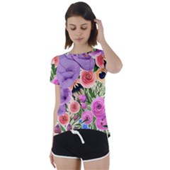 Brittle And Broken Blossoms Short Sleeve Open Back Tee by GardenOfOphir