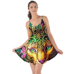 Ai Generated Paisley Pattern Feline Floral Love The Sun Cover Up