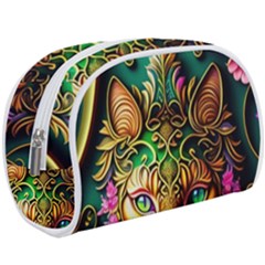 Ai Generated Paisley Pattern Feline Floral Make Up Case (large)