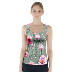 Pure And Radiant Watercolor Flowers Racer Back Sports Top by GardenOfOphir