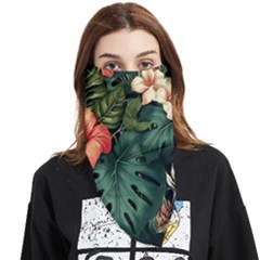 Flowers Monstera Foliage Tropical Jungle Drawing Face Covering Bandana (triangle)