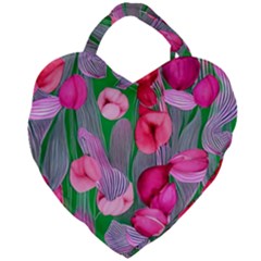 Mysterious And Enchanting Watercolor Flowers Giant Heart Shaped Tote by GardenOfOphir