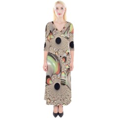 Fractal Background Pattern Texture Abstract Design Abstract Quarter Sleeve Wrap Maxi Dress