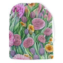 Delicate And Dazzling Watercolor Flowers Drawstring Pouch (3xl) by GardenOfOphir
