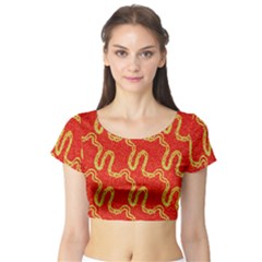 Background Ornamental Pattern Abstract Seamless Short Sleeve Crop Top