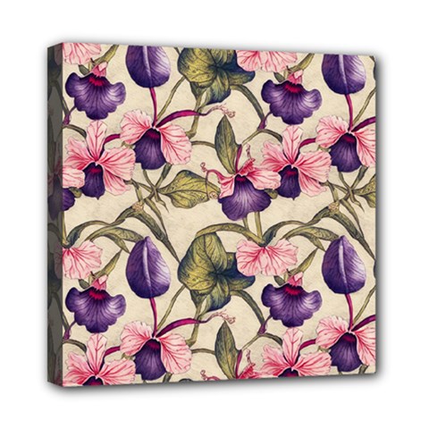 Flowers Pattern Decorative Wallpaper Scrapbooking Mini Canvas 8  X 8  (stretched)