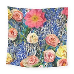 Captivating Watercolor Flowers Square Tapestry (large) by GardenOfOphir