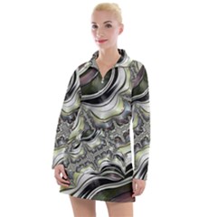 Fractal Background Pattern Texture Abstract Design Art Women s Long Sleeve Casual Dress
