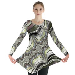 Fractal Background Pattern Texture Abstract Design Art Long Sleeve Tunic 