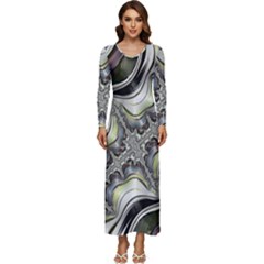 Fractal Background Pattern Texture Abstract Design Art Long Sleeve Longline Maxi Dress