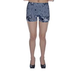 Fractal Background Pattern Texture Abstract Design Silver Skinny Shorts