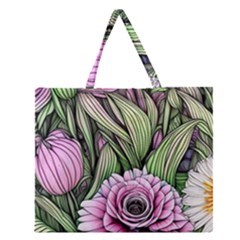 Sumptuous Watercolor Flowers Zipper Large Tote Bag by GardenOfOphir