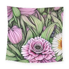 Sumptuous Watercolor Flowers Square Tapestry (large) by GardenOfOphir