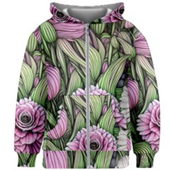 Sumptuous Watercolor Flowers Kids  Zipper Hoodie Without Drawstring by GardenOfOphir