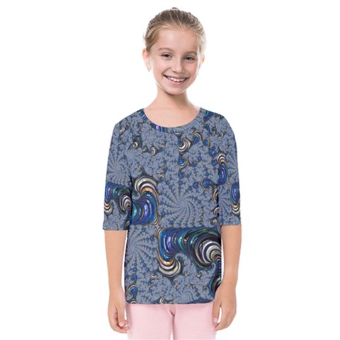 Fractal Background Pattern Texture Abstract Design Pattern Kids  Quarter Sleeve Raglan Tee by Ravend