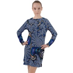 Fractal Background Pattern Texture Abstract Design Pattern Long Sleeve Hoodie Dress