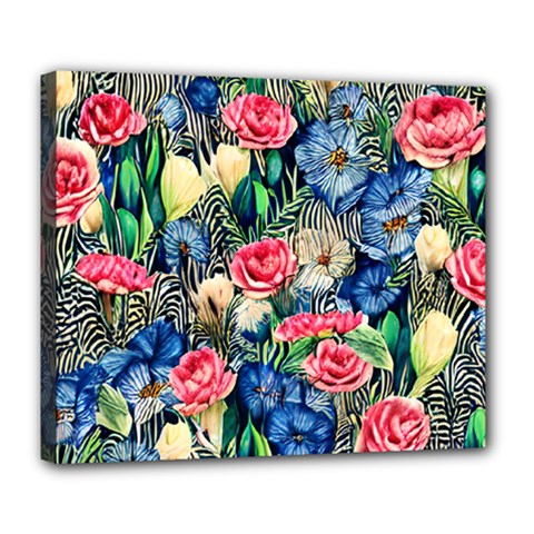 Exquisite Watercolor Flowers Deluxe Canvas 24  X 20  (stretched) by GardenOfOphir