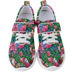 Dazzling Watercolor Flowers Women s Velcro Strap Shoes