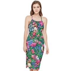 Dazzling Watercolor Flowers Bodycon Cross Back Summer Dress