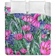 Cherished Watercolor Flowers Duvet Cover Double Side (california King Size) by GardenOfOphir
