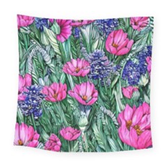 Cherished Watercolor Flowers Square Tapestry (large) by GardenOfOphir