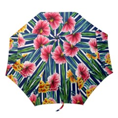 Charming And Cheerful Watercolor Flowers Folding Umbrellas by GardenOfOphir