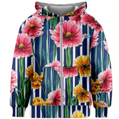 Charming And Cheerful Watercolor Flowers Kids  Zipper Hoodie Without Drawstring by GardenOfOphir