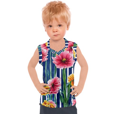 Charming And Cheerful Watercolor Flowers Kids  Sport Tank Top by GardenOfOphir