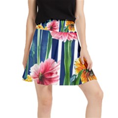 Charming And Cheerful Watercolor Flowers Waistband Skirt by GardenOfOphir