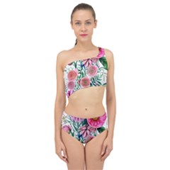 Captivating And Celestial Watercolor Flowers Spliced Up Two Piece Swimsuit