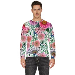 Captivating And Celestial Watercolor Flowers Men s Fleece Sweatshirt by GardenOfOphir