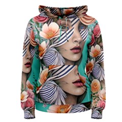 Whimsy Lady Combined Watercolor Flowers Women s Pullover Hoodie