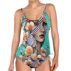 Whimsy Lady Combined Watercolor Flowers Tankini Set by GardenOfOphir