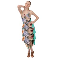 Whimsy Lady Combined Watercolor Flowers Layered Bottom Dress