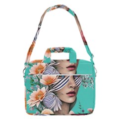 Whimsy Lady Combined Watercolor Flowers Macbook Pro 16  Shoulder Laptop Bag by GardenOfOphir