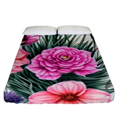 Color-infused Watercolor Flowers Fitted Sheet (king Size) by GardenOfOphir