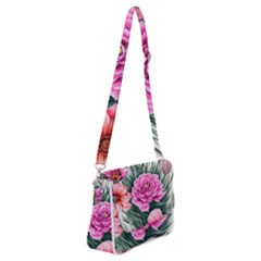 Color-infused Watercolor Flowers Shoulder Bag With Back Zipper by GardenOfOphir