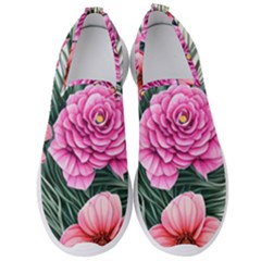 Color-infused Watercolor Flowers Men s Slip On Sneakers by GardenOfOphir