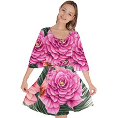 Color-infused Watercolor Flowers Velour Kimono Dress by GardenOfOphir