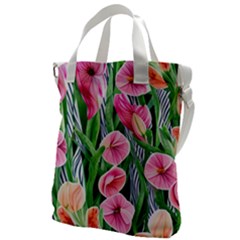 Classy Watercolor Flowers Canvas Messenger Bag by GardenOfOphir