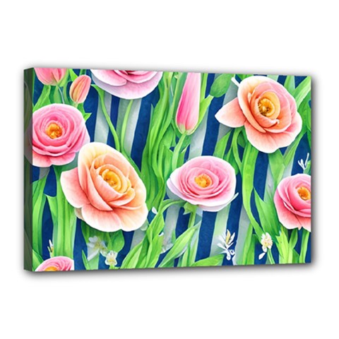 Dazzling Watercolor Flowers Canvas 18  X 12  (stretched) by GardenOfOphir