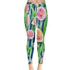 Dazzling Watercolor Flowers Inside Out Leggings by GardenOfOphir