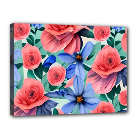 Classy Watercolor Flowers Canvas 16  X 12  (stretched) by GardenOfOphir