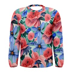 Classy Watercolor Flowers Men s Long Sleeve Tee by GardenOfOphir