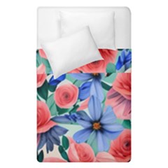 Classy Watercolor Flowers Duvet Cover Double Side (single Size) by GardenOfOphir