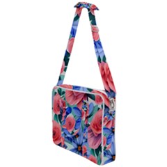 Classy Watercolor Flowers Cross Body Office Bag by GardenOfOphir